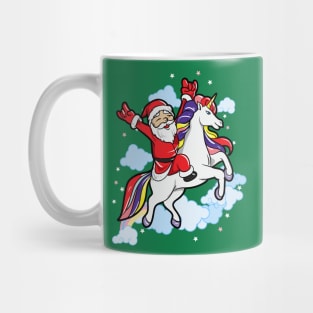 Santa Rocking Out Unicorn Christmas Mug